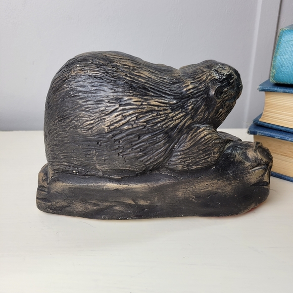 Mid-Century Modern Canadian Beaver Scupture Vintage Ceramic 6" - Picture 4 of 15